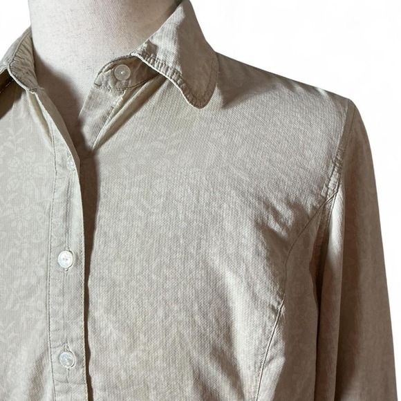 Merrell Womens Long Sleeve Button Up Shirt Beige Floral Print bio-blend Size XL - Picture 8 of 8